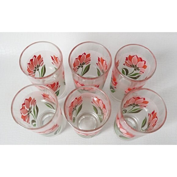 6 Vintage Luminarc Tulip Drinking Glasses Retro 1970's Tumblers - Picture 4 of 4